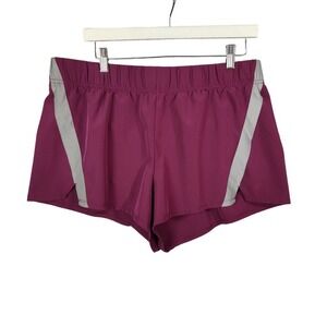 Spyder Women Gorp Active Lined Running L Shorts Athletic Gym Workout Maroon Gray